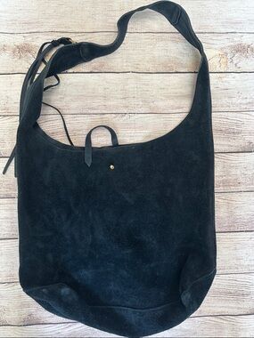 Parker Clay Black Suede Shoulder Tote Hobo Bag